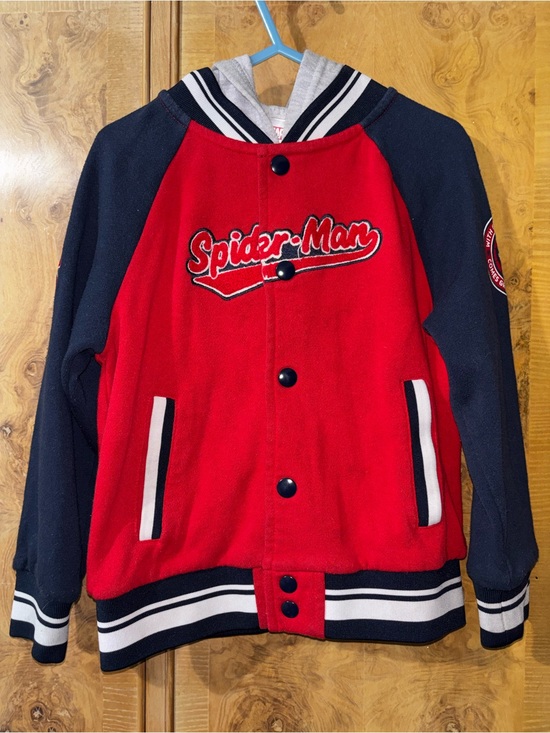 Spiderman Other - Spiderman Red & Navy Hooded Varsity-Style Kids Jacket size 5